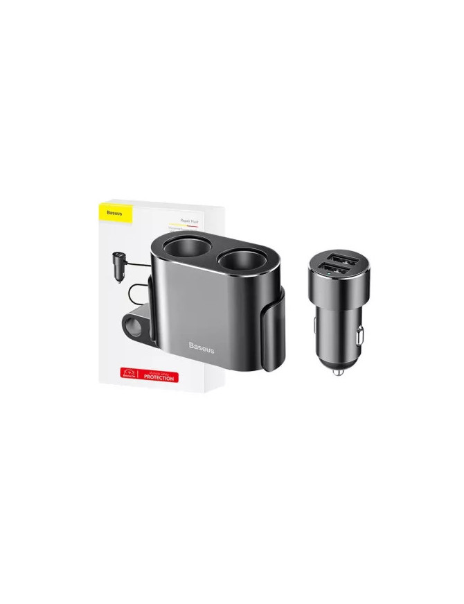 Incarcator Auto BASEUS CRDYQ-01, 2 X USB, 2 x Iesire bricheta, Negru