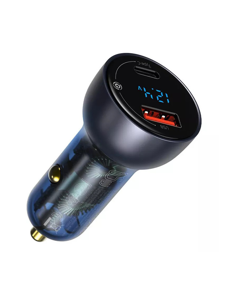 Încărcător Auto Baseus Dual Quick CCKX-C0G 65W cu Afișaj Digital