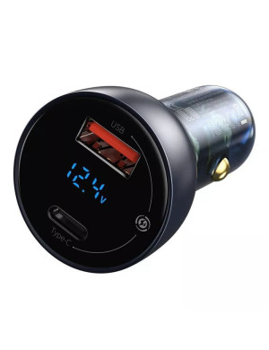 Încărcător Auto Baseus Dual Quick CCKX-C0G 65W cu Afișaj Digital