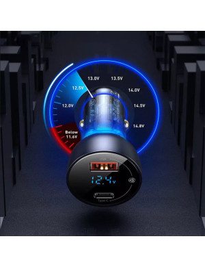 Încărcător Auto Baseus Dual Quick CCKX-C0G 65W cu Afișaj Digital