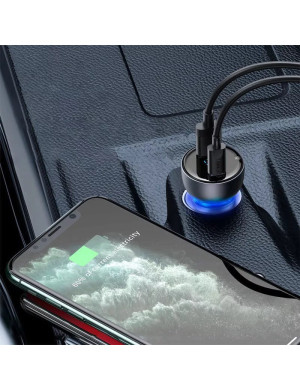Încărcător Auto Baseus Dual Quick CCKX-C0G 65W cu Afișaj Digital