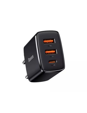 Incarcator retea BASEUS Compact CCXJ-E01, 30 W, 2 x USB, 1 x USB Type-C, QuickCharge, negru