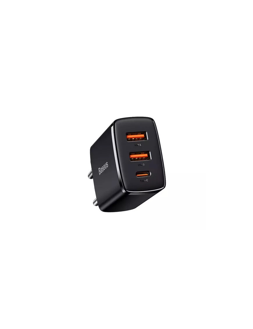 Incarcator retea BASEUS Compact CCXJ-E01, 30 W, 2 x USB, 1 x USB Type-C, QuickCharge, negru