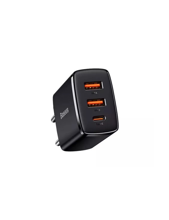 Incarcator retea BASEUS Compact CCXJ-E01, 30 W, 2 x USB, 1 x USB Type-C, QuickCharge, negru