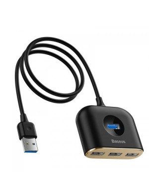 Hub USB Baseus Square Round 4in1 CAHUB-AY01, 3x USB 2.0, 1x USB 3.2 Gen 1, Black