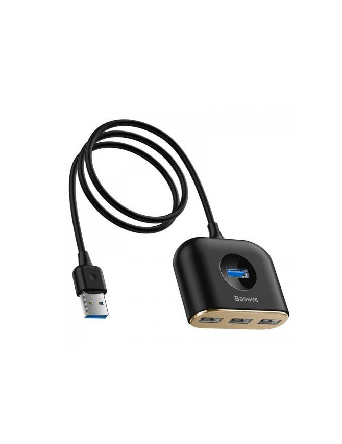 Hub USB Baseus Square Round 4in1 CAHUB-AY01, 3x USB 2.0, 1x USB 3.2 Gen 1, Black