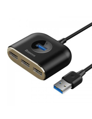 Hub USB Baseus Square Round 4in1 CAHUB-AY01, 3x USB 2.0, 1x USB 3.2 Gen 1, Black