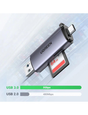 Card reader UGREEN CM185, SD, micro SD, dual USB-A + USB-C