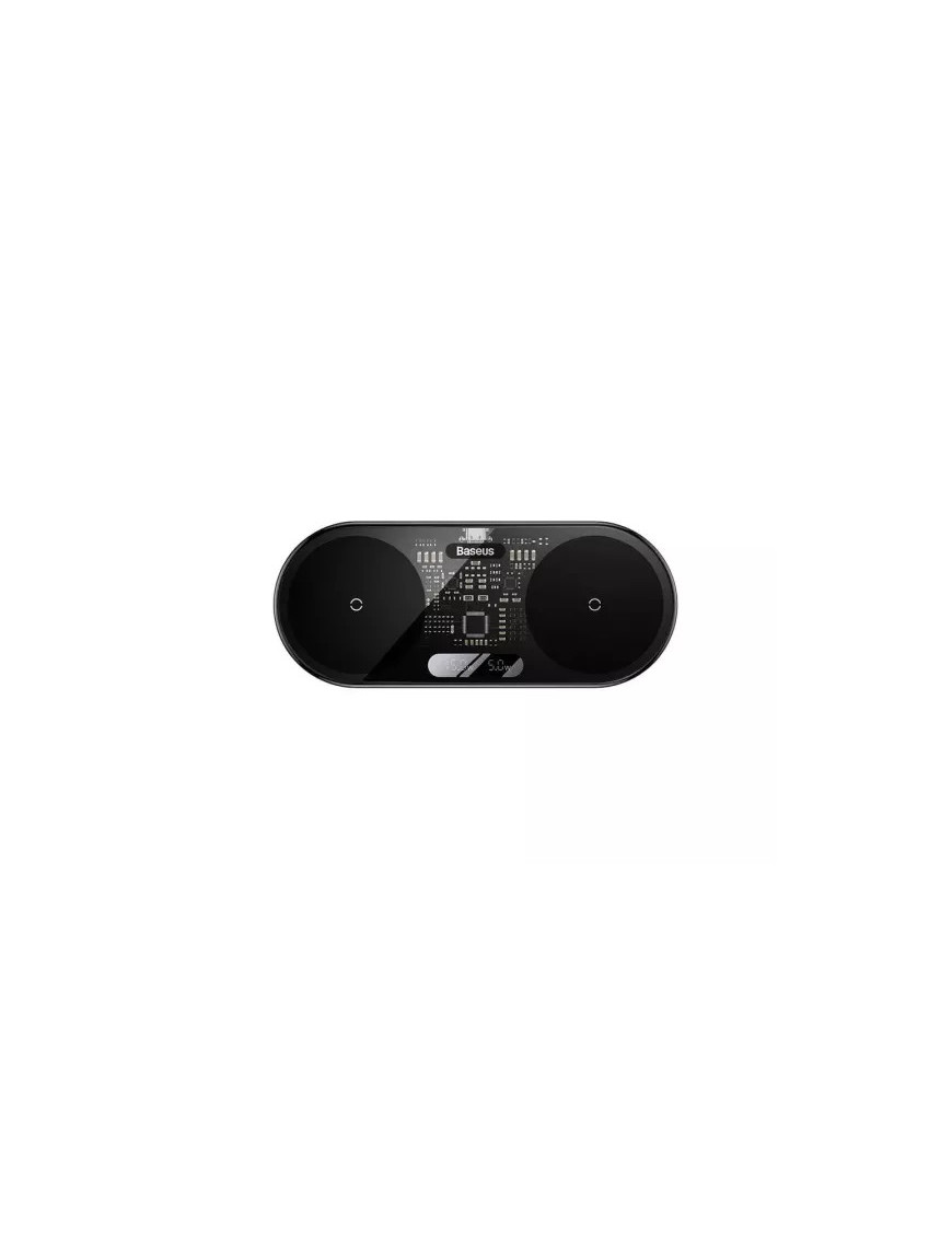 Incarcator wireless BASEUS WXSX010101 Digital LED Display, Dual Qi, 20W, USB Type-C, Negru