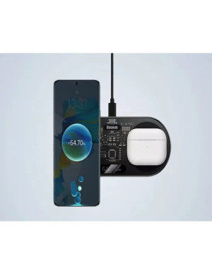 Incarcator wireless BASEUS WXSX010101 Digital LED Display, Dual Qi, 20W, USB Type-C, Negru