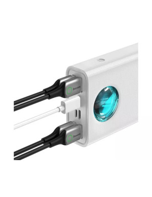 PowerBank BASEUS Amblight PPLG000102, 30000 mAh, 65 W, QuickCharge 3.0, 4 x USB, Micro USB, USB Type-C, Lightning, Alb