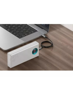 PowerBank BASEUS Amblight PPLG000102, 30000 mAh, 65 W, QuickCharge 3.0, 4 x USB, Micro USB, USB Type-C, Lightning, Alb