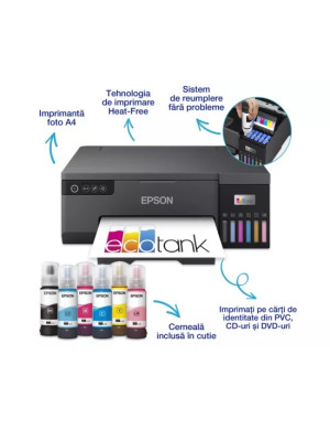 Imprimanta Epson EcoTank L8050 C11CK37402, InkJet CISS, A4, Wireless, Negru