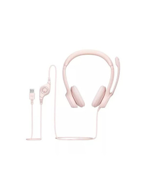 Casti cu fir LOGITECH H390 981-001281, USB, Rose