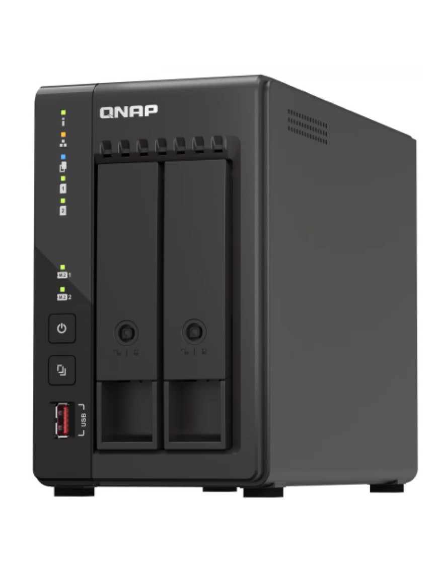NAS QNAP, 2-Bay 2.5GbE, Intel Celeron J6412 Quad-Core, 8 GB RAM, 2×M.2 PCIe, Dual HDMI 4K, USB 3.2, Tower