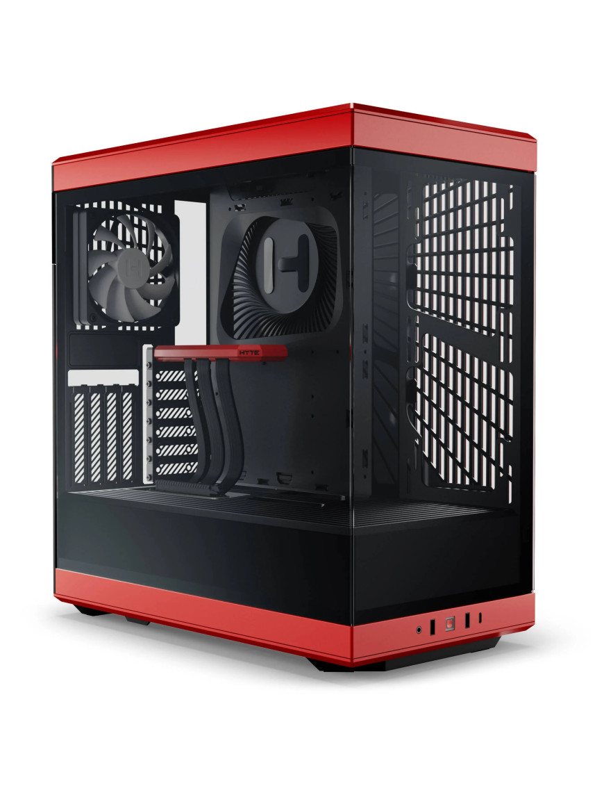 Carcasa HYTE Y40, Mid-Tower, ATX/Micro-ATX/Mini-ITX, Tempered Glass, Panoramic View Design, Black/Red