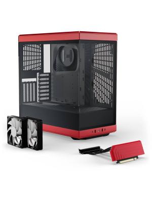 Carcasa HYTE Y40, Mid-Tower, ATX/Micro-ATX/Mini-ITX, Tempered Glass, Panoramic View Design, Black/Red
