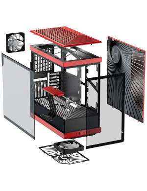 Carcasa HYTE Y40, Mid-Tower, ATX/Micro-ATX/Mini-ITX, Tempered Glass, Panoramic View Design, Black/Red