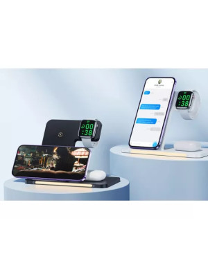 Incarcator wireless REMAX Minxl Pro RP-W70 3 in 1, 22W, USB Type-C, Negru