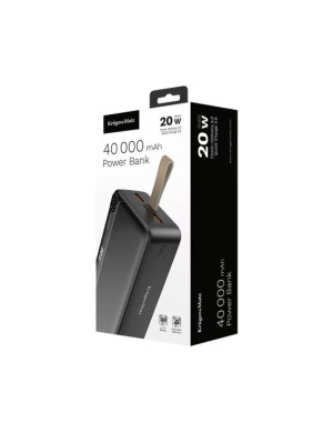PowerBank KRUGER & MATZ KM0908, Power Delivery 3.0, 40000 mAh, 20 W, 2 x USB A, 1 x USB Type-C, 1 x MicroUSB, Black