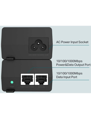 Injector PoE TP-LINK TL-POE160S, Gigabit, 30W, Plug and Play, Black