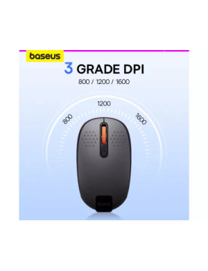 Mouse wireless BASEUS F01B, 1600 dpi, Optic, Gray