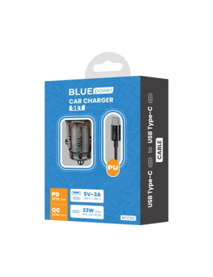 Incarcator auto cu cablu USB Type-C BLUE POWER BCC50, 33 W, 1 x USB, 1 x USB Type-C, Negru