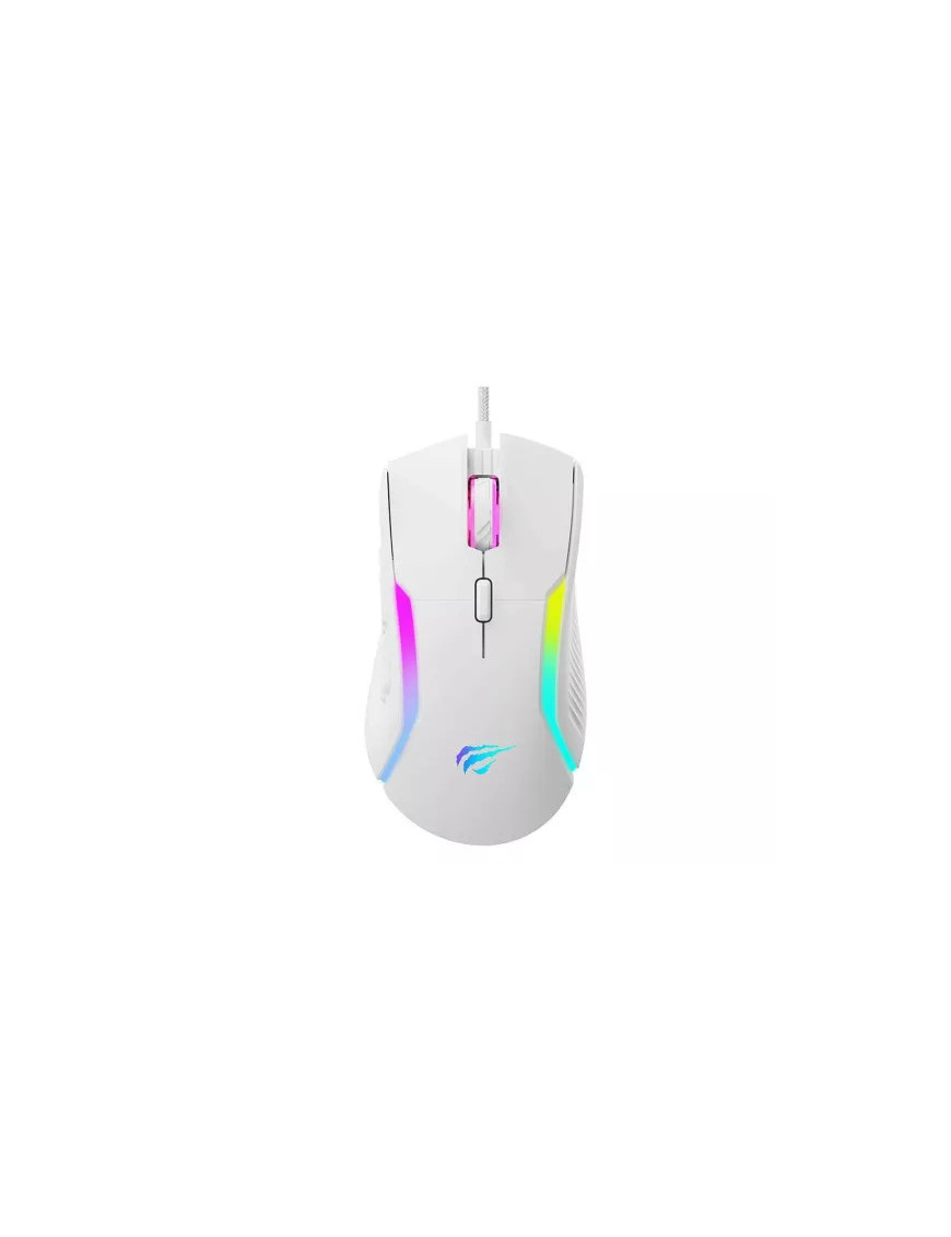 Mouse gaming cu fir HAVIT MS1033, 8000 dpi, USB, RGB, White