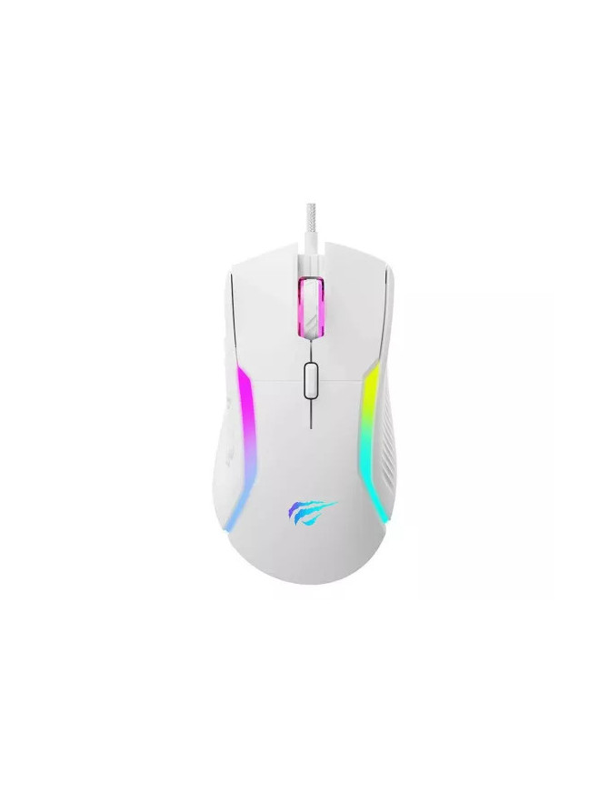 Mouse gaming cu fir HAVIT MS1033, 8000 dpi, USB, RGB, White