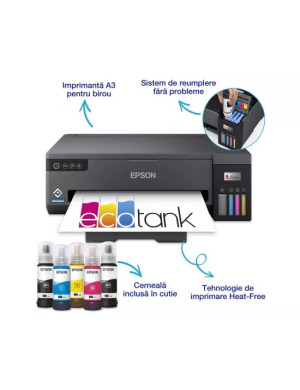 Imprimanta Inkjet CISS Epson EcoTank L11050 C11CK39402, A3, Color, USB, Wireless, Negru