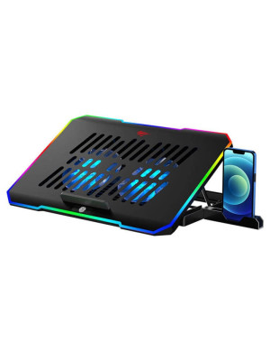 Cooler laptop HAVIT F2069, 16", 2 ventilatoare, RGB, Black