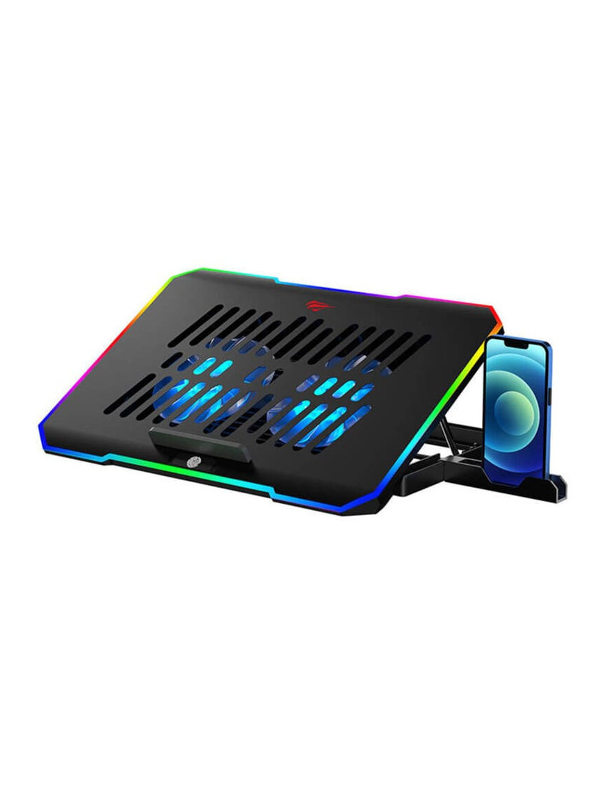 Cooler laptop HAVIT F2069, 16", 2 ventilatoare, RGB, Black