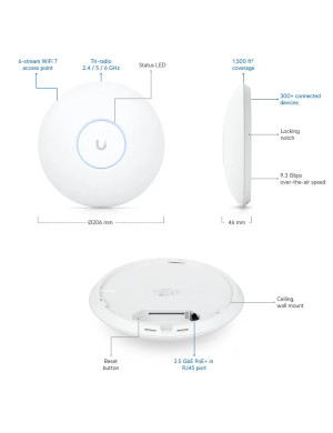 Acces Point UBIQUITI U7-PRO 2.4-6GHz, 802.11 a/b/g/n/ac/ax/be, Tri-Band, Wi-Fi 7, PoE+, port 2.5GbE