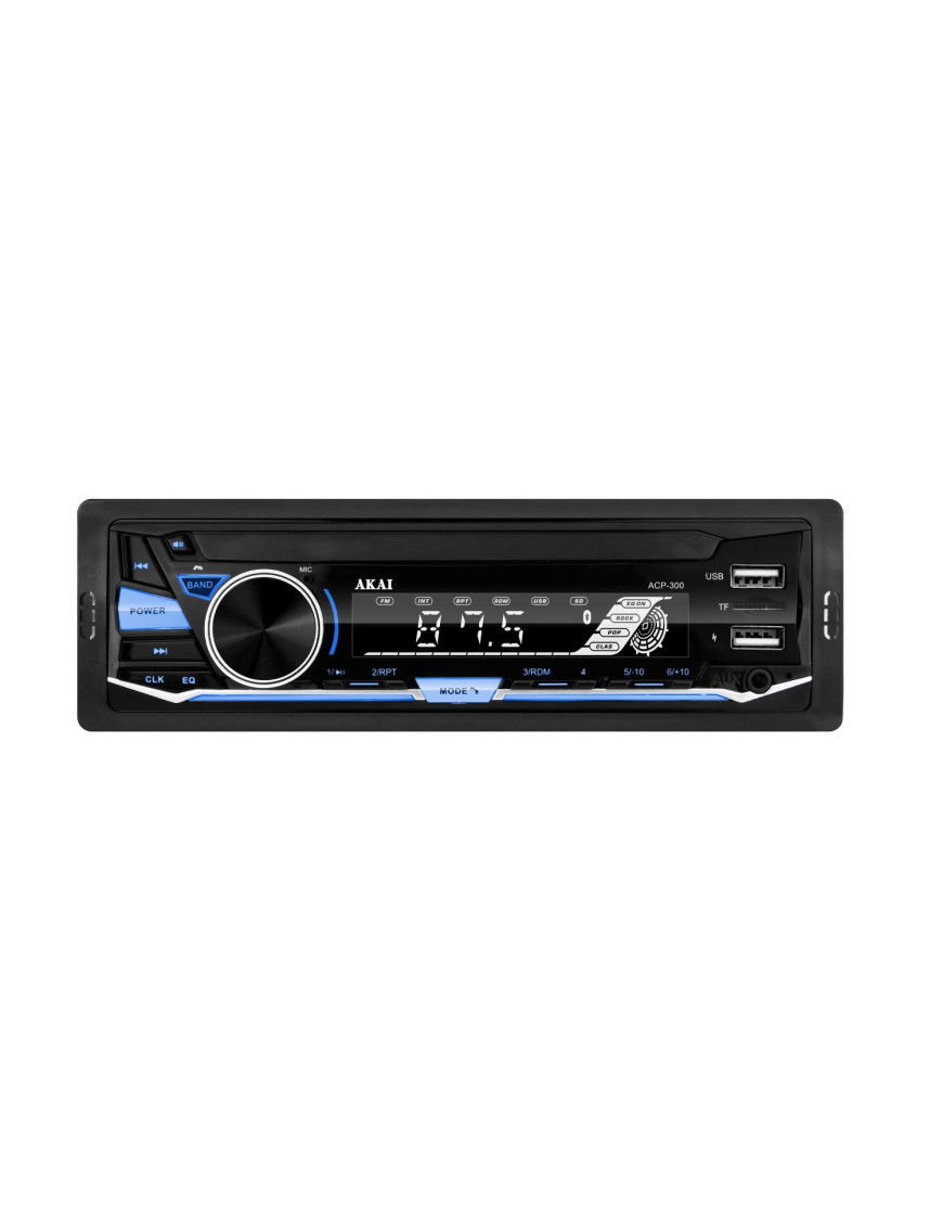 Radio auto AKAI ACP-300, 2 x  USB, Bluetooth 5.0, Ecran LCD, SD card, Negru