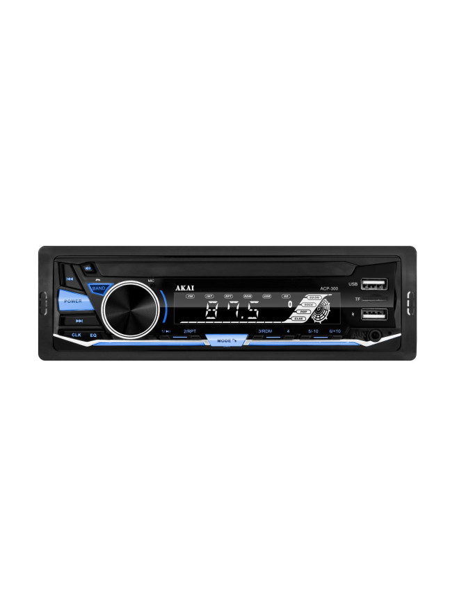 Radio auto AKAI ACP-300, 2 x  USB, Bluetooth 5.0, Ecran LCD, SD card, Negru
