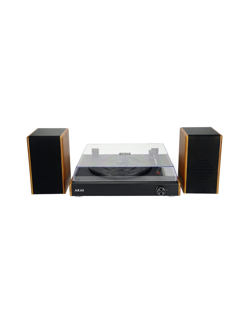 Pick-up Akai ATT-240SP, 20 W, Bluetooth, USB, 2 boxe externe, capac transparent cu balama, functie Auto-Stop, maro + negru
