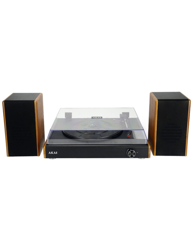 Pick-up Akai ATT-240SP, 20 W, Bluetooth, USB, 2 boxe externe, capac transparent cu balama, functie Auto-Stop, maro + negru