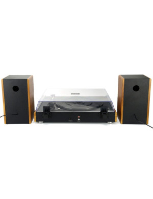 Pick-up Akai ATT-240SP, 20 W, Bluetooth, USB, 2 boxe externe, capac transparent cu balama, functie Auto-Stop, maro + negru