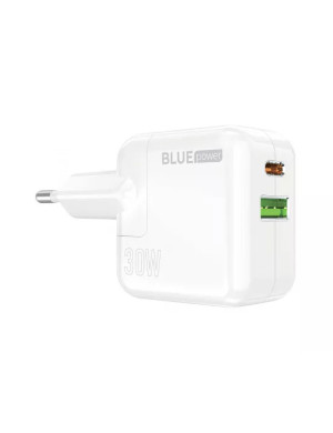 Incarcator retea BLUE POWER, Wall Charger, 30W, 3A, USB-A, USB-C, White