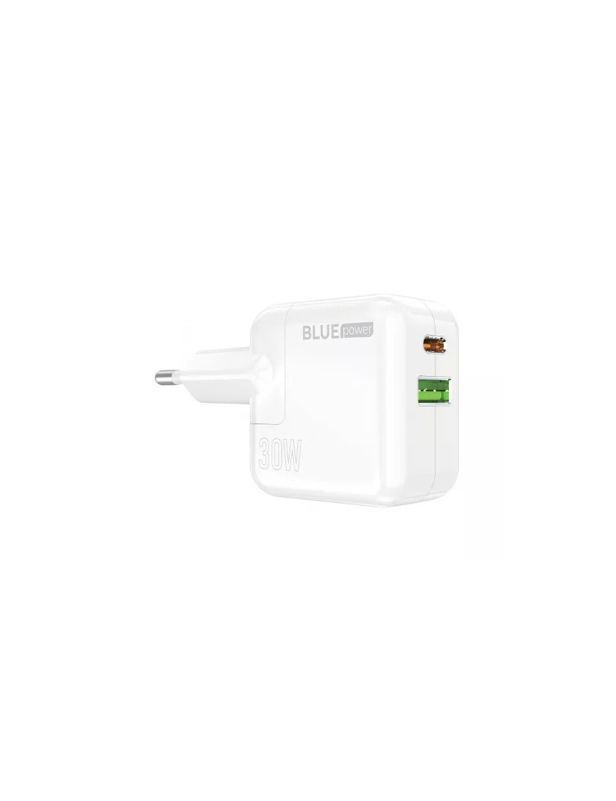 Incarcator retea BLUE POWER, Wall Charger, 30W, 3A, USB-A, USB-C, White