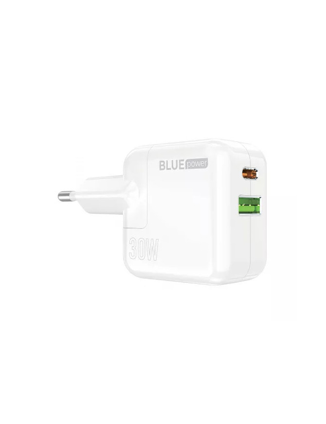 Incarcator retea BLUE POWER, Wall Charger, 30W, 3A, USB-A, USB-C, White