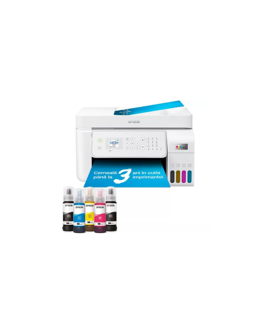 Multifuncționala Inkjet CISS Epson EcoTank L5316 C11CJ65413, Color, A4, LAN, USB și Wi-Fi, Alb