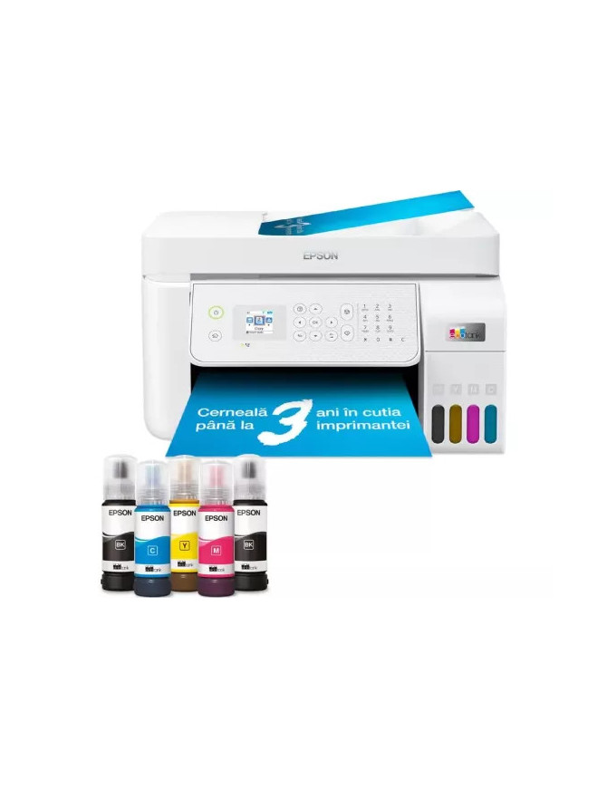 Multifuncționala Inkjet CISS Epson EcoTank L5316 C11CJ65413, Color, A4, LAN, USB și Wi-Fi, Alb