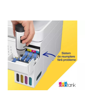 Multifuncționala Inkjet CISS Epson EcoTank L5316 C11CJ65413, Color, A4, LAN, USB și Wi-Fi, Alb