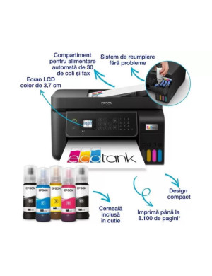 Multifuncționala Inkjet Epson EcoTank L5310C11CJ65412,  CISS, Color, A4, LAN, USB și Wi-Fi, Negru
