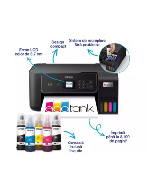 Multifunctionala Epson EcoTank L3280 C11CJ66426, InkJet CISS, Color, Format A4, Wi-Fi, Negru
