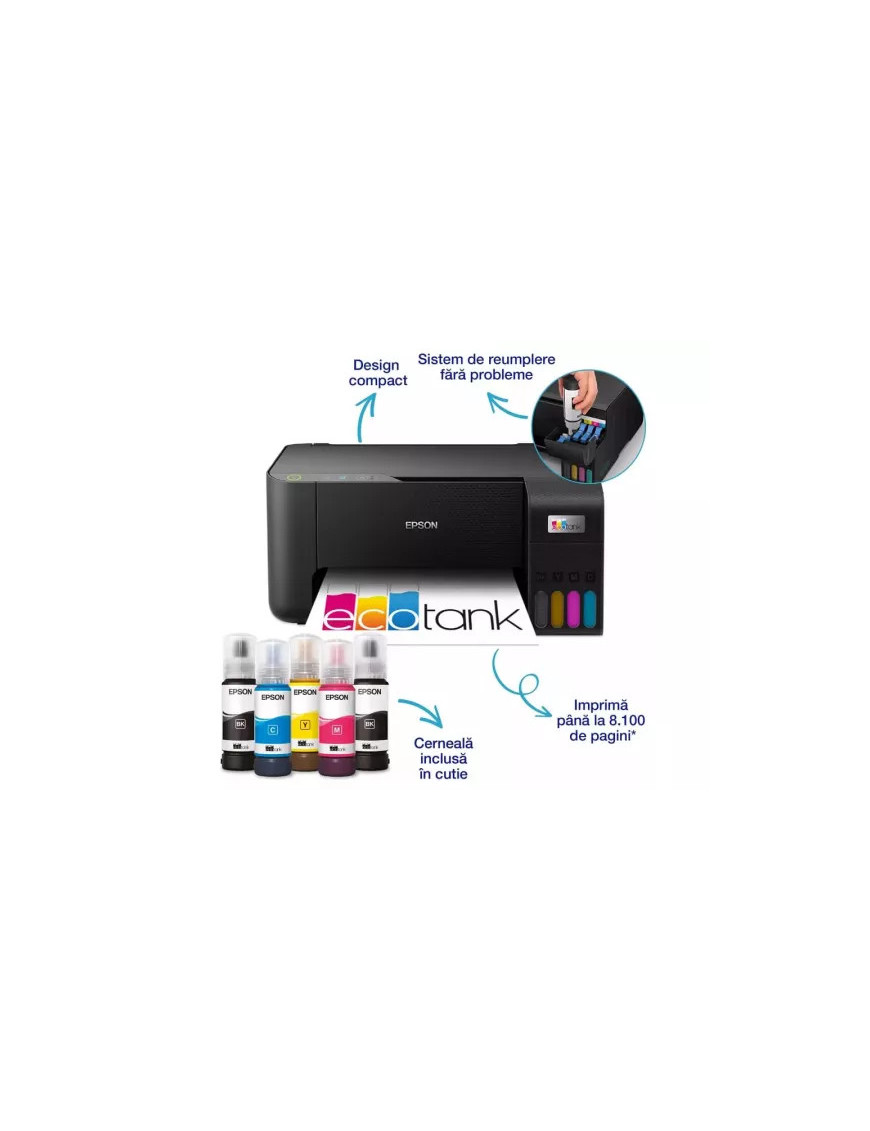 Multifunctionala Epson EcoTank L3230 C11CJ68407, InkJet CISS, Color, Format A4, Negru