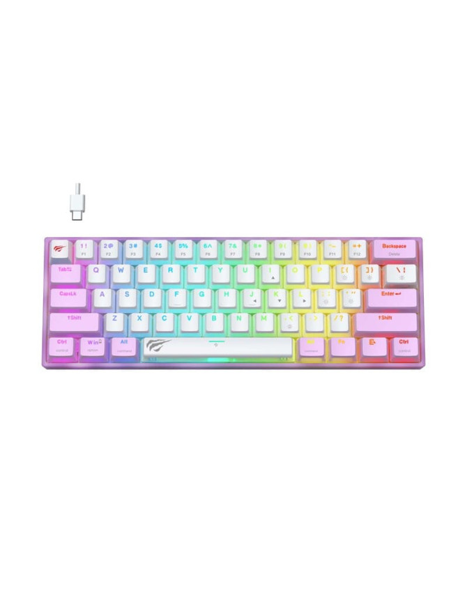 Tastatura gaming cu fir HAVIT KB877L, RGB, USB, Purple