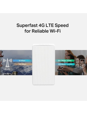 Router wireless MERCUSYS AC1200 MB130-4G, 4G LTE, 802.11ac/a/b/g/n, 300 - 867 Mbps, Alb