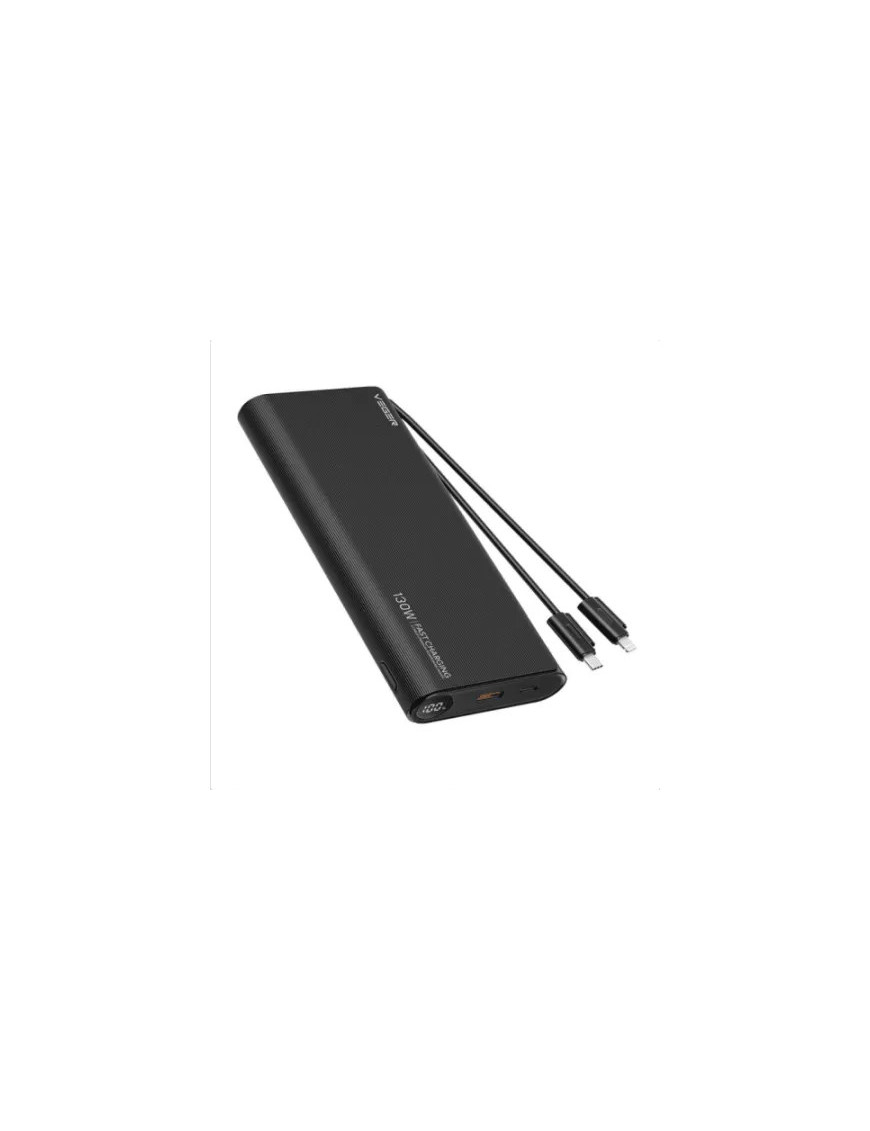 PowerBank VEGER TC130 W2503, 25000 mAh, 1 x USB Type-A, 1 x USB Type-C, 1 x Lightning, Black